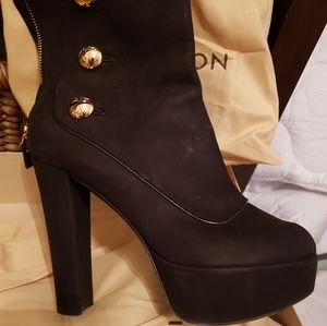 Louis Vuitton Peep Toe Suede Boots